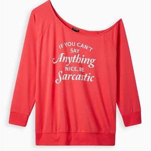 TORRID GRAPHIC CLASSIC FIT LT WEIGHT FRENCH TERRY OFF-SHOULDER SWEATSHIRT 3X NWT